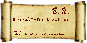 Bleicöffer Urzulina névjegykártya